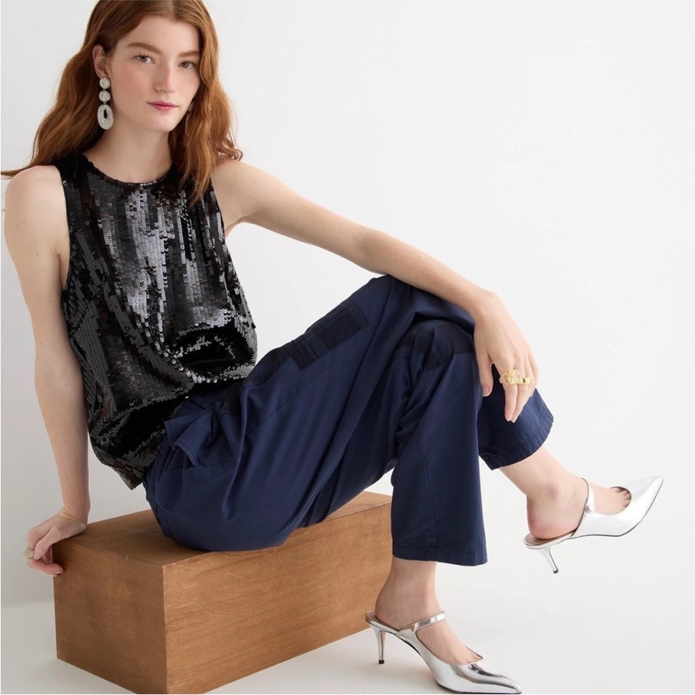 ✨ NWT J.Crew Collection Black Sequin Shell Top